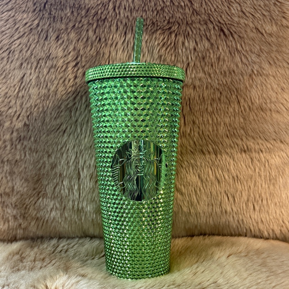 NEW Starbucks Holiday Christmas Green Studded Tumbler Cold Cup Venti 24 oz. size